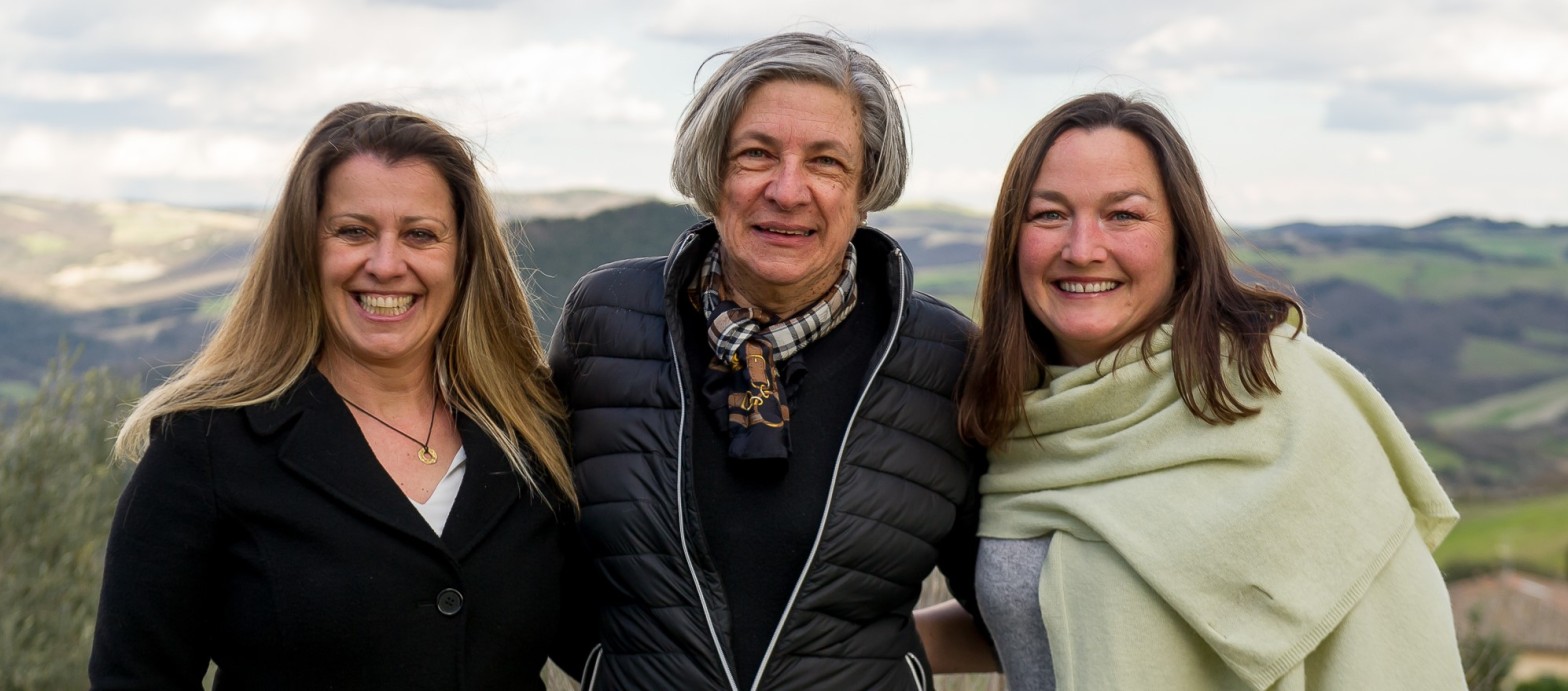 three licensed guides of Volterra - Annie Claudia and Gianna